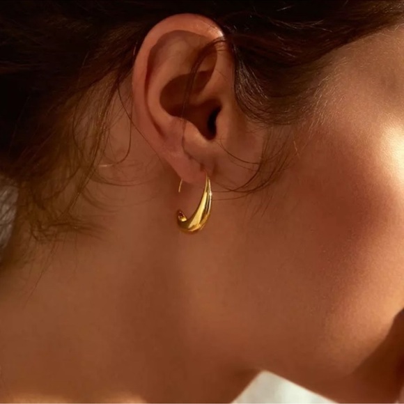 Vermeil Gold Hoop Earrings 18K Gold Plated Silver - Picture 2 of 5